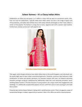 Salwar Kameez – It’s a Classy Indian Attire