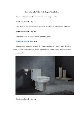 How to Install a Toilet-Main Steps of Installation