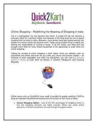 Online Shopping – Redefining the Meaning of Shopping in India