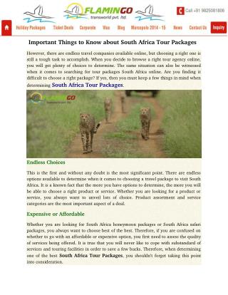 Important Things to Know about South Africa Tour Packages