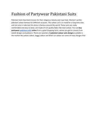 Partywear Pakistani Suits
