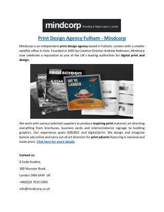Print Design Agency Fulham - Mindcorp