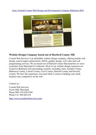 Anne Arundel County Web Design and Development Company Baltimore SEO