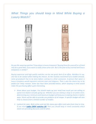 What Things you Should Keep in Mind While Buying a Luxury Watch?