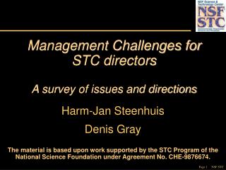 Management Challenges for STC directors A survey of issues and directions