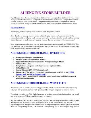 Aliengine Store Builder review and Aliengine Store Builder $11800 Bonus & Discount