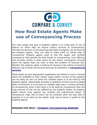 How Real Estate Agents Make use of Conveyancing Process