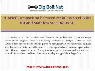 Stainless Steel Bolts 304 and Stainless Steel Bolts 316