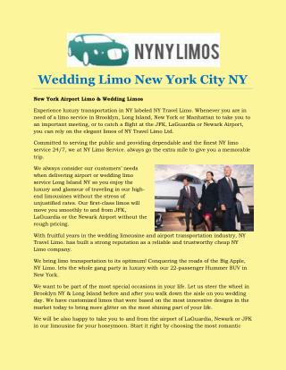 Wedding Limo New York City NY
