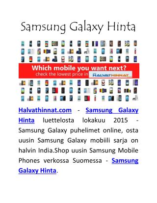 Samsung Galaxy Hinta