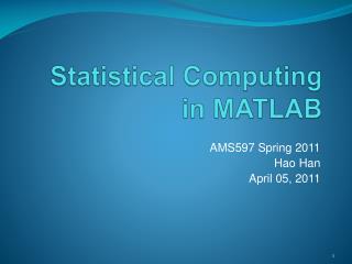 Statistical Computing in MATLAB