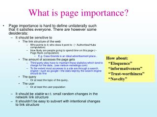 What is page importance?