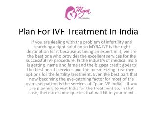 Plan For IVF Treatment In India