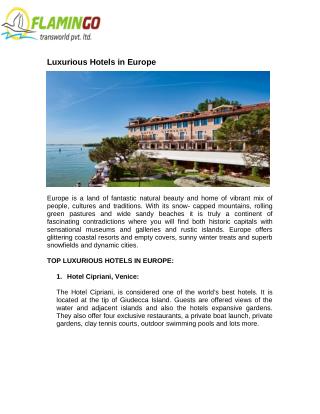 Luxurious Hotels in Europe