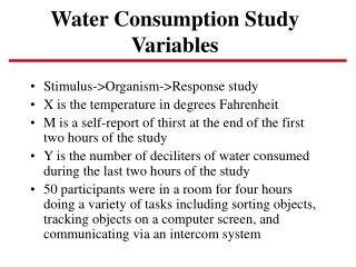 Water Consumption Study Variables