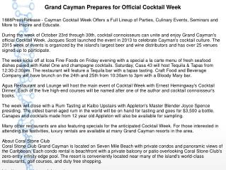 Grand Cayman Prepares for Official Cocktail Week