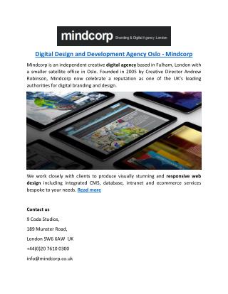 Digital Design and Development Agency Oslo - Mindcorp