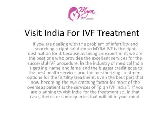 Visit India For IVF Treatment
