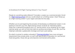 Is Enrollment At A Flight Training School In Your Future?