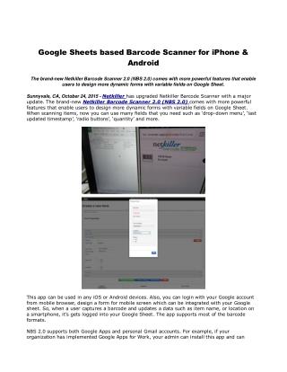 Google Sheets based Barcode Scanner for iPhone & Android