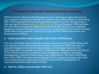 Choosing the best crm software for your business.