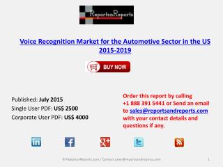 Voice Recognition Market for the Automotive Sector in the US 2015-2019