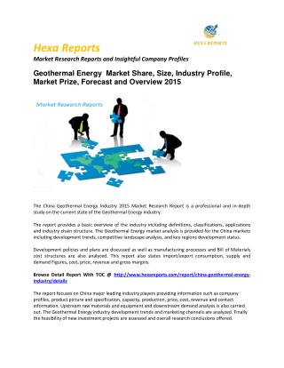 Geothermal Energy Size, Share, trends and Forecast 2015