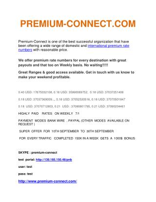 International Premium Rate Numbers