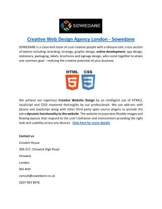 Creative Web Design Agency London - Sowedane
