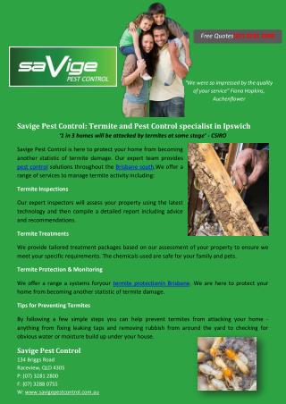 Savige Pest Control: Termite and Pest Control specialist in Ipswich