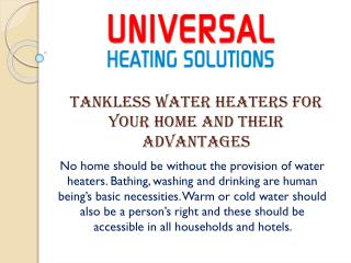 Tankless Water Heaters for your Home and their Advantages