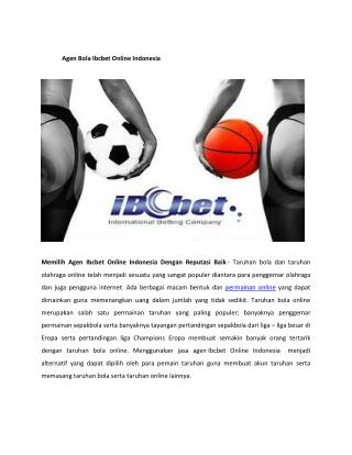 Agen Bola Ibcbet Online Indonesia