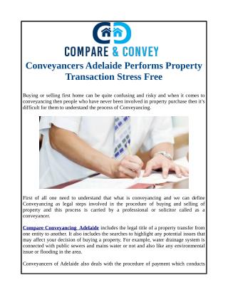 Conveyancers Adelaide Performs Property Transaction Stress Free