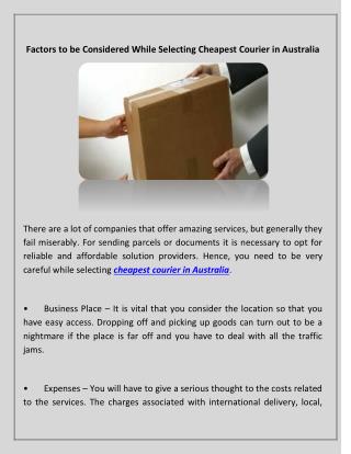 Factors to be Considered While Selecting Cheapest Courier in Australia