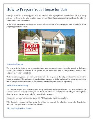 How to Prepare Your House for Sale