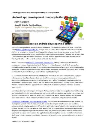 Android app development services Gurgaon