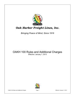 Oak Harbor Freight Lines, Inc. : 100 Rules and Additional Charges