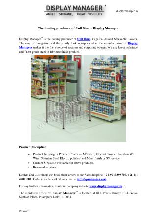The leading producer of Stall Bins - Display Manager