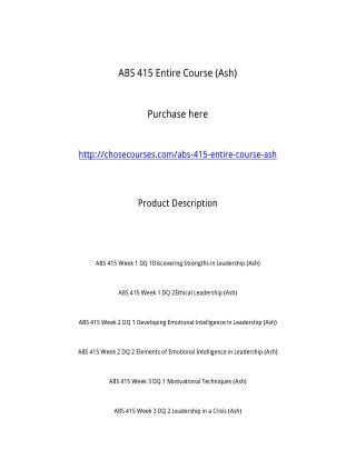 ABS 415 Entire Course (Ash)