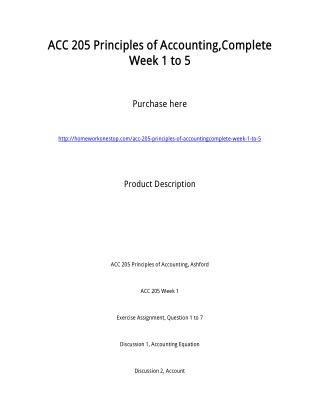 ACC 205 Principles of Accounting,Complete Week 1 to 5