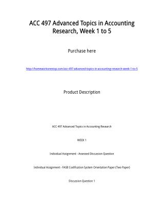 ACC 497 Advanced Topics in Accounting Research, Week 1 to 5
