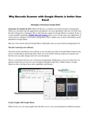 Why Barcode Scanner with Google Sheets is better than Excel