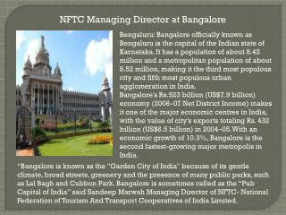 NFTC Managing Director at Bangalore
