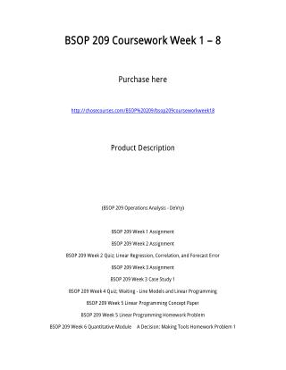 BSOP 209 Coursework Week 1 – 8