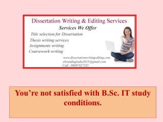 You’re not satisfied with B.Sc. IT study conditions.
