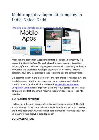 Mobile app development company services in Delhi