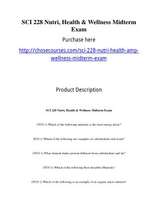 SCI 228 Nutri, Health & Wellness Midterm