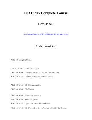 PSYC 305 Complete Course