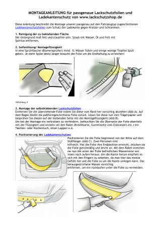 MONTAGEANLEITUNG für passgenaue Lackschutzfolien und Ladekantenschutz von www.lackschutzshop.de