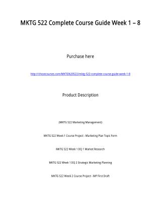 MKTG 522 Complete Course Guide Week 1 – 8